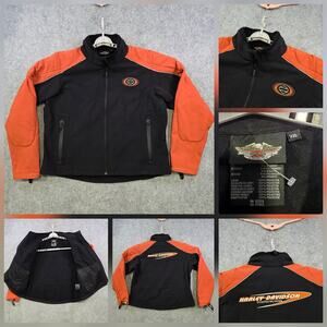 Harley Davidson Softshell Jacket Mens 2XL Black Orange Motorcycle 97373-07VW